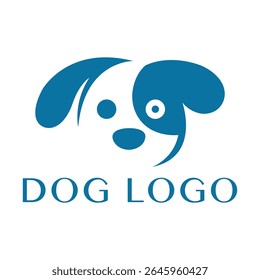 Cute Blue Dog Face Logo Pet Care Puppy and Animal Friendly Design