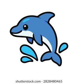 Cute Blue Dolphin Cartoon