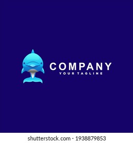 cute blue dolphin logo design