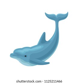 Cute blue dolphin vector Illustration on a white background