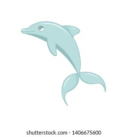 Cute blue dolphin vector Illustration on a white background