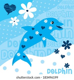 cute blue dolphin vector illustration