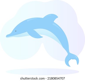 Cute blue dolphin. Vector illustration