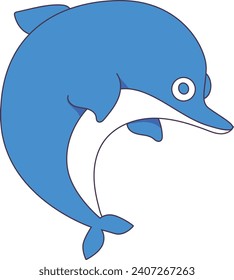 cute blue dolphin vector illustration