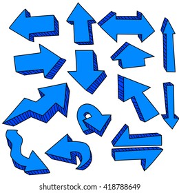 cute blue doodle arrows vector