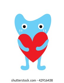 cute blue doodle with love