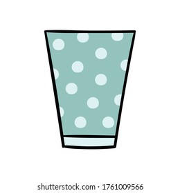 Cute blue dotted coffee mug. Vector hand doodle illustration for restaurant or coffee shop. Good morning, breakfast, drink, coffee, tea.