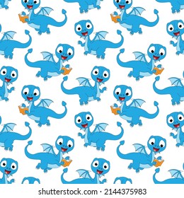 cute blue dragon cartoon pattern