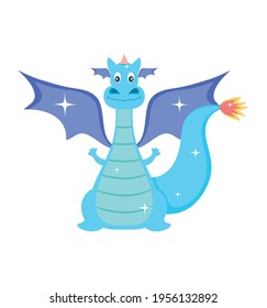 cute blue dragon on background