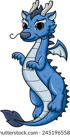 Cute blue dragon vector illustration