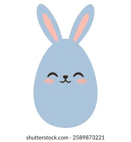 Cute blue Easter egg with bunny ears