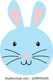 Cute blue easter rabbit, vector illustration