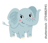 A cute blue elephant. A flat vector illustration in a simple, child-friendly style  