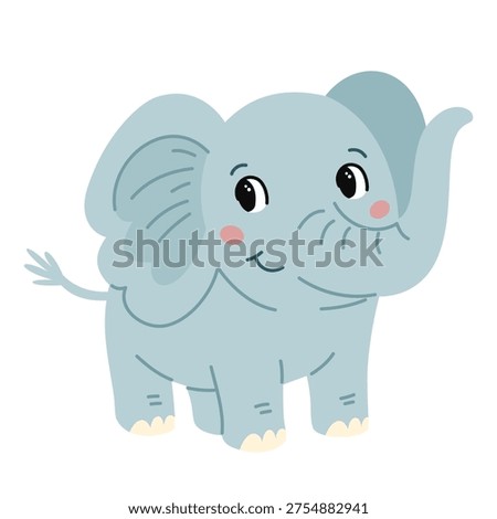 A cute blue elephant. A flat vector illustration in a simple, child-friendly style  