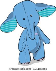 cute blue elephant standing with bent head