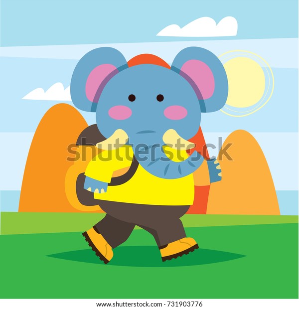 Cute Blue Elephant Walking Jungle Cute Stock Image Download Now