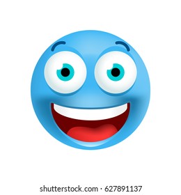 Cute Blue Emoticon On White Background Stock Vector (Royalty Free ...