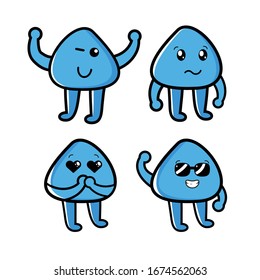 Cute Blue Emoticon Vector Design