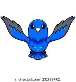 Cute blue factor canary cartoon flying