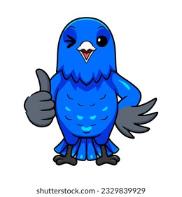 Cute blue factor canary cartoon giving thumb up