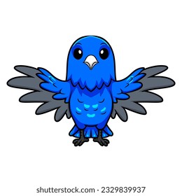 Cute blue factor canary cartoon flying