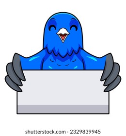 Cute blue factor canary cartoon waving hand