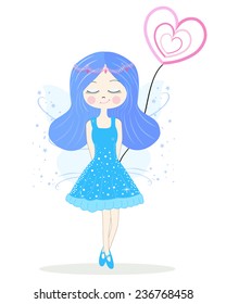 Cute blue fairy girl vector 