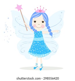 Cute blue fairy vector