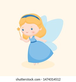 Cute Blue Fairy With Yellow Hair