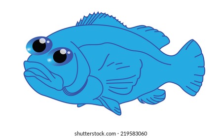 Cute blue fish cartoon
