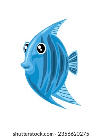 cute blue fish icon isolated design white backgroound