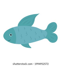 Pescado azul fino aislado de fondo blanco. Ilustración vectorial.