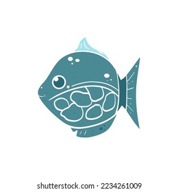 cute blue fish vector illustration