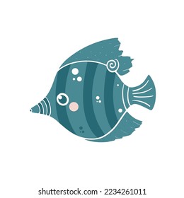 cute blue fish vector illustration