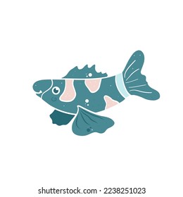 cute blue fish vector illustration. Vector illustration