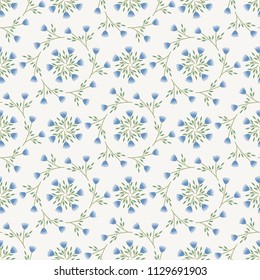cute blue floral seamless pattern background
