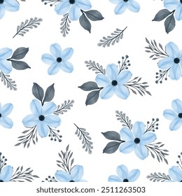 cute blue floral seamless pattern