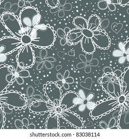 cute blue floral seamless pattern