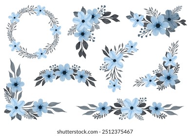 cute blue flower frame for wedding card