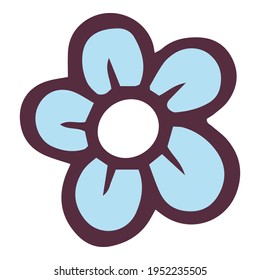 Cute blue flower icon. Hand drawn and outline illustration of Cute blue flower vector icon for web design