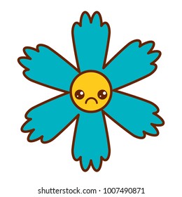 cute blue flower kawaii cartoon