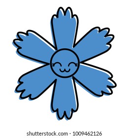 cute blue flower kawaii cartoon