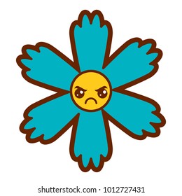 cute blue flower kawaii cartoon