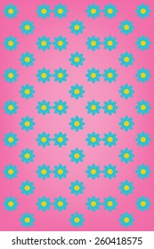Cute blue flower on pink background pattern