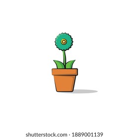 Cute Blue Flower Pot Cartoon 3D Icon Unique Vector Design. Format EPS and PNG too. For T-Shirt Design, Logo Design, Sticker and  Etc