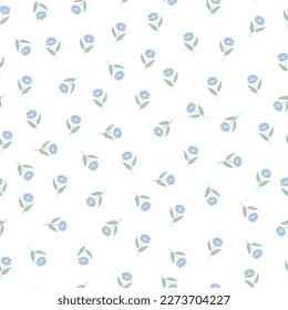 cute blue flowers seamless pattern background