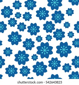 Cute blue flowers. Vector seamless pattern