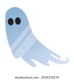 Fantasma azul lindo con la forma redondeada y los ojos negros, Ilustración vectorial