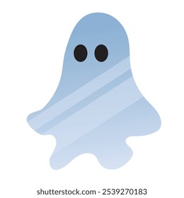 Fantasma azul lindo con la forma redondeada y los ojos negros, Ilustración vectorial