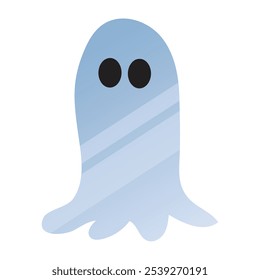 Fantasma azul lindo con la forma redondeada y los ojos negros, Ilustración vectorial